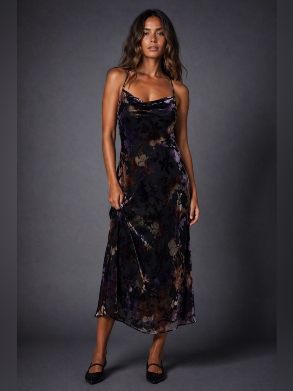 Dark Floral Slip Midi Dress | Sheer Overlay | Moody | Function & Fringe Edit
